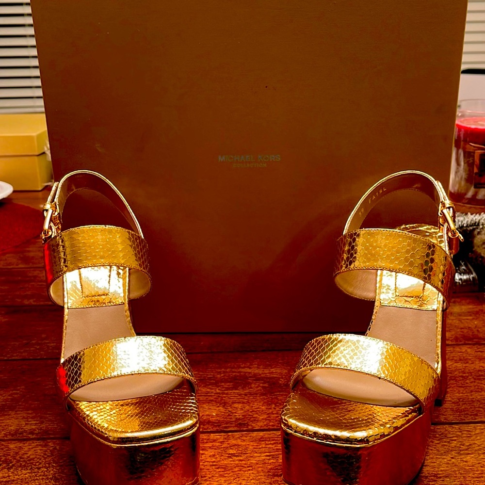 Michael KORS Collection Blaire Snake Skin Sandal, sizes 9 and 9.5